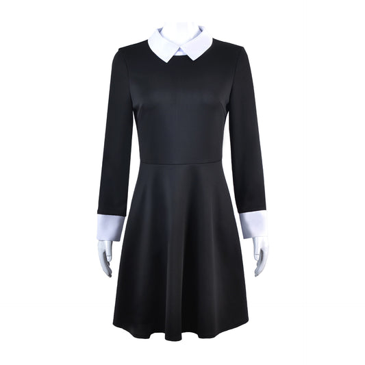 Black Gothic Schoolgirl Costume with Wig