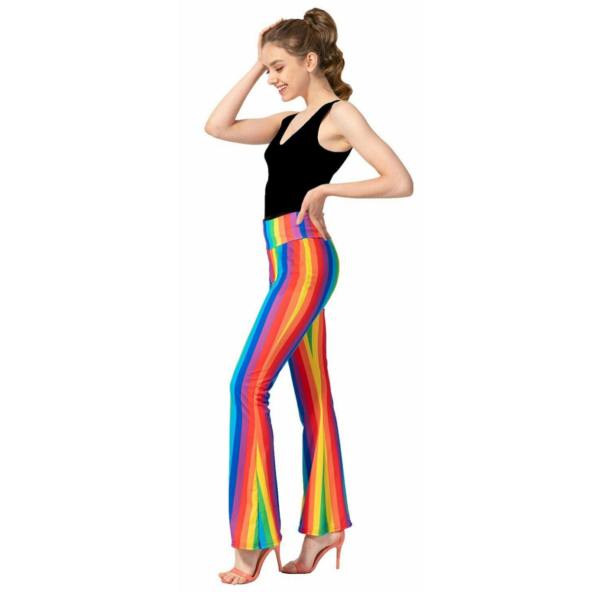 Adult Rainbow Stripe Flare Pants – view 2