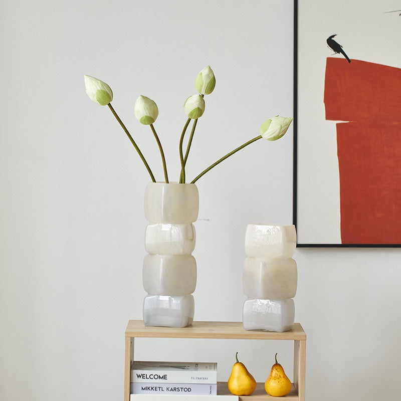 Modern Stacked Cube Design Glass Vase