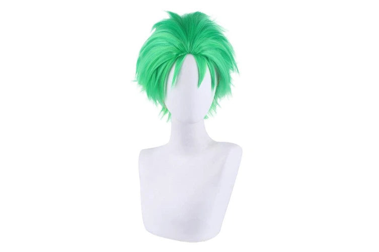 Short Green Anime Swordsman Wig Sword