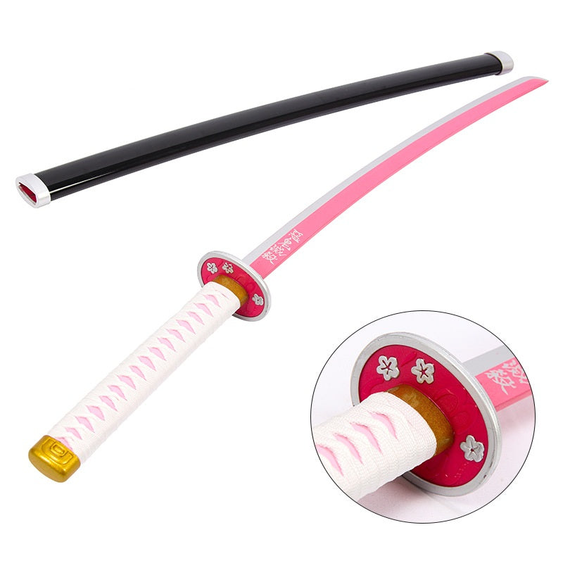 Anime Demon Hunter Pink Flower Guard Wooden Sword