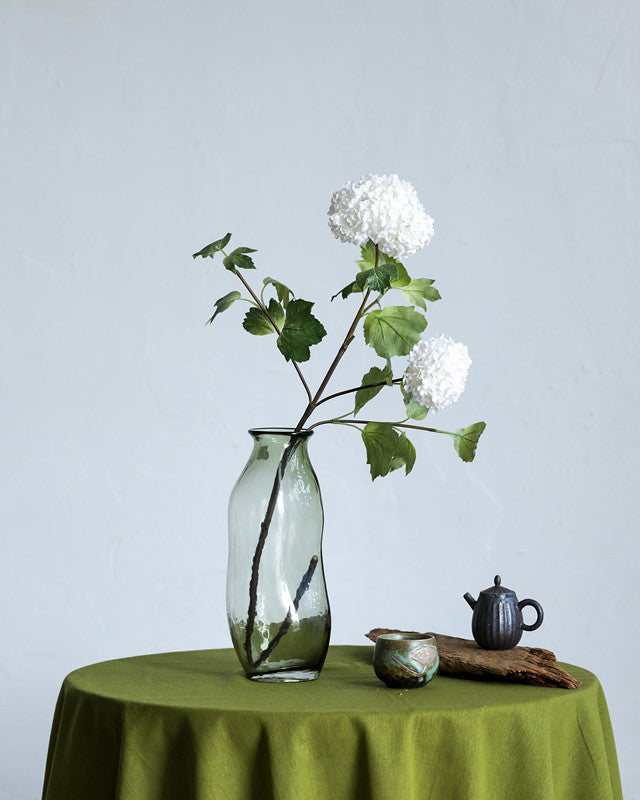 Green Transparent Irregular Hammered Glass Flower Vase – view 4