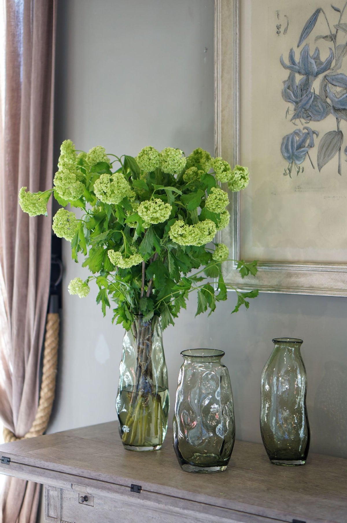 Green Transparent Irregular Hammered Glass Flower Vase