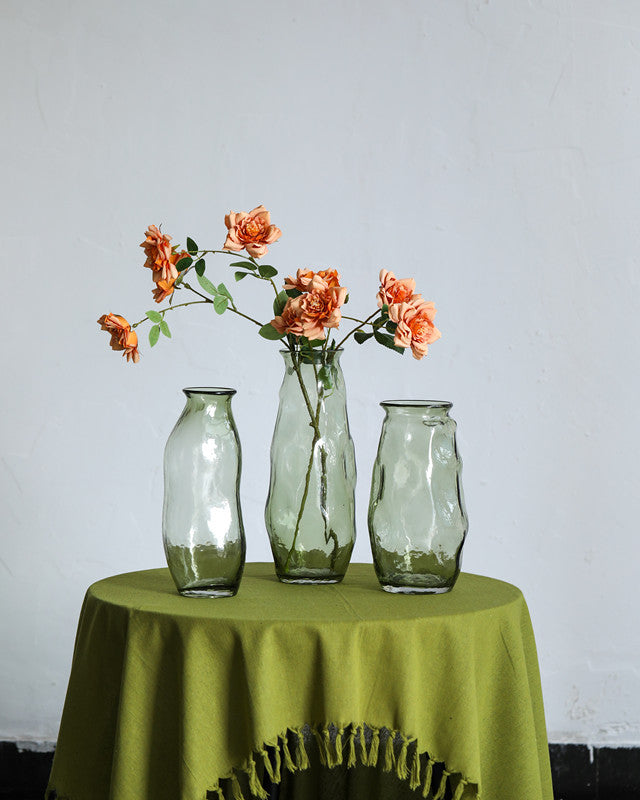 Green Transparent Irregular Hammered Glass Flower Vase – view 3