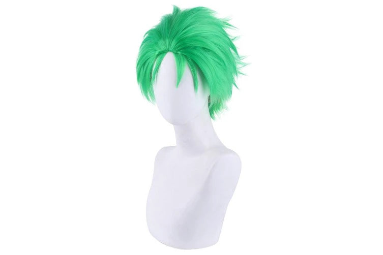 Short Green Anime Swordsman Wig Sword – view 3