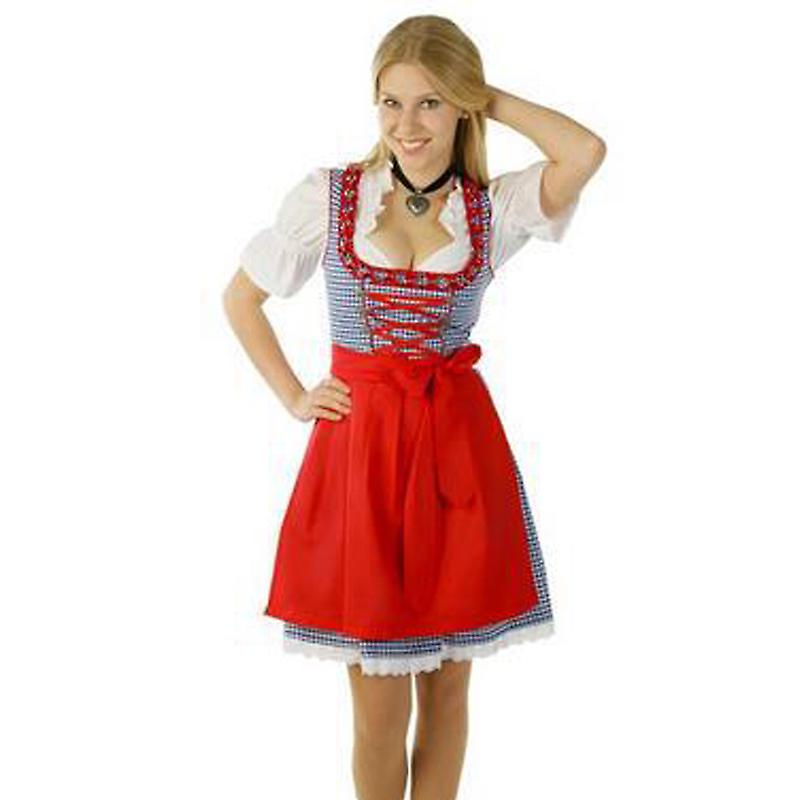 Women's Oktoberfest Bavarian Beer Maid Vintage Blue Checked Dress – view 2