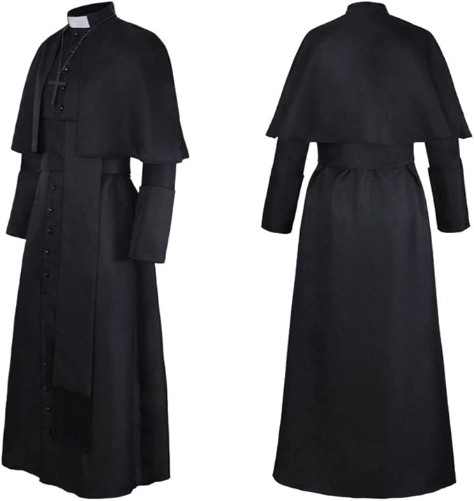 Medieval Cassock Priest Clergy Man Catholic Church Costume – view 2