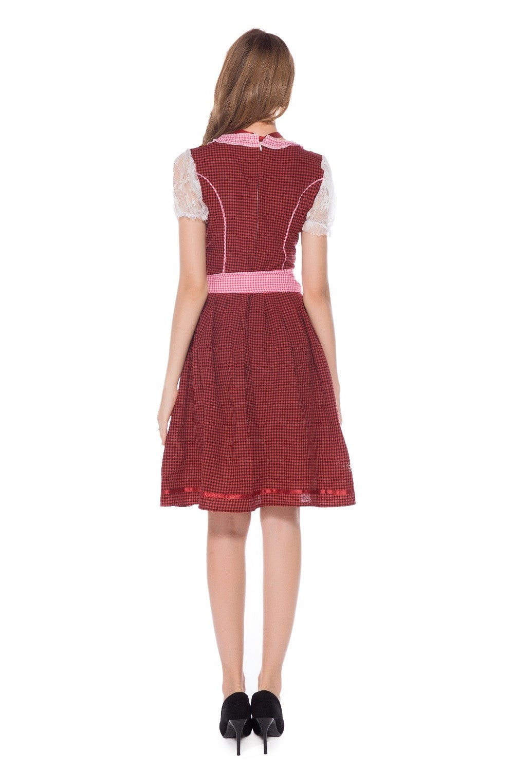 Women's Traditional Red Checked Oktoberfest Dirndl Costume
