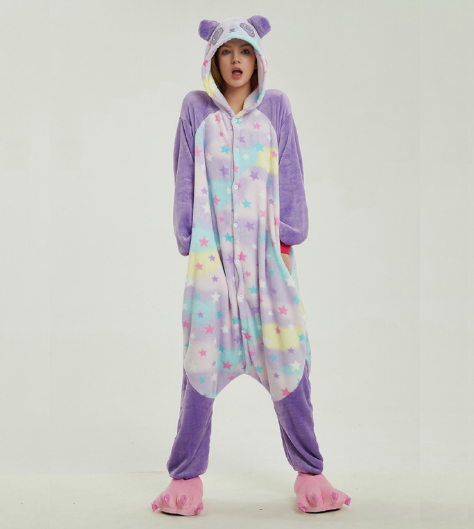 Adult Purple Stars Panda Onesie