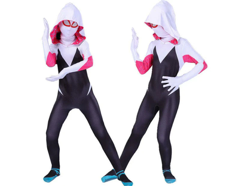 Girls White Hooded Web Heroine Costume