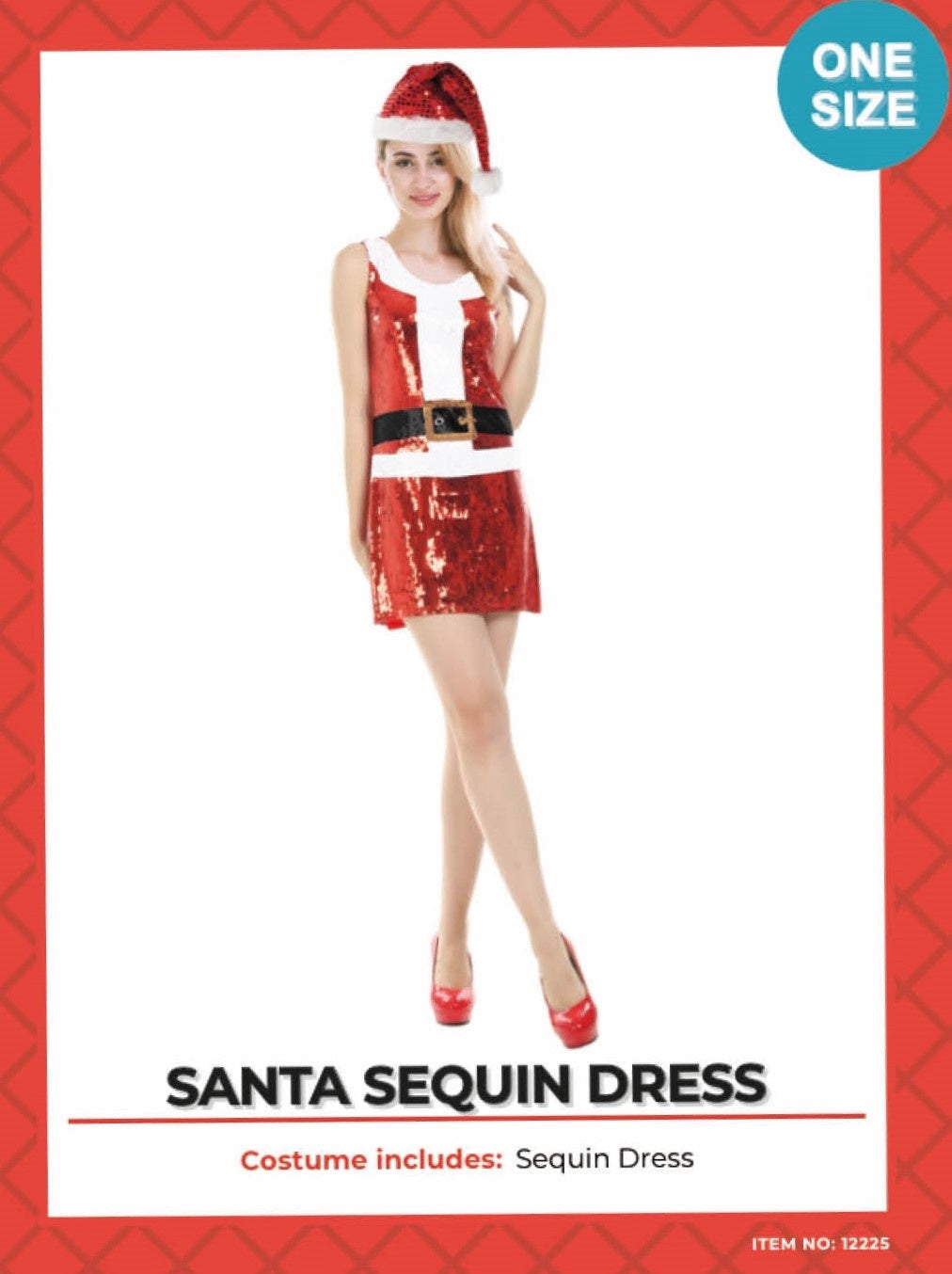 Adult Santa Sequin Red Christmas Dress