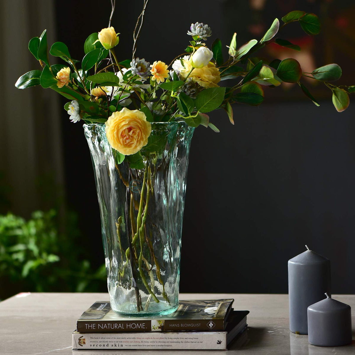 Transparent Green Handblown Glass Flower Vase Centrepiece – view 3