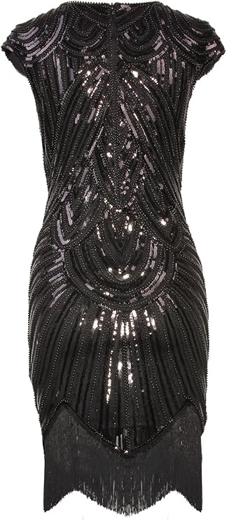 Women's Black Gatsby Sequin Flapper 1920s Charleston Dress – view 3