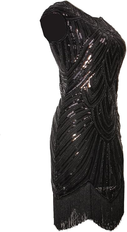 Women's Black Gatsby Sequin Flapper 1920s Charleston Dress – view 2