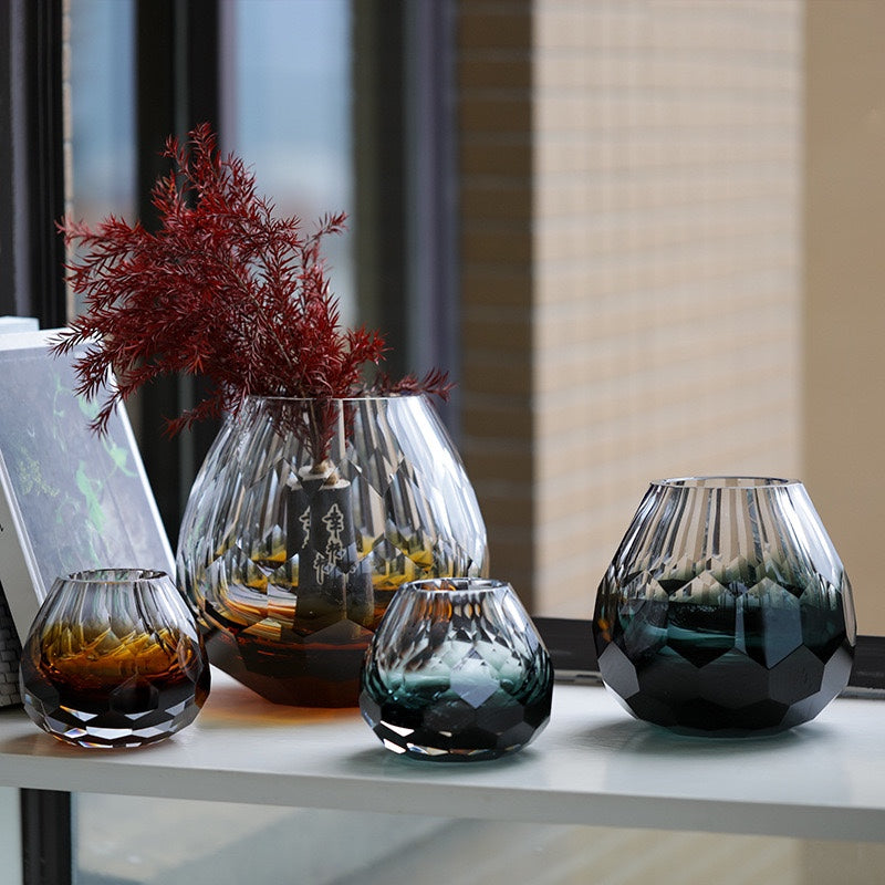 Etched Dome Glass Vase