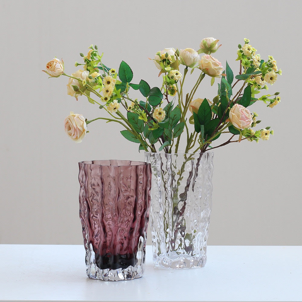 Modern Glass Glacier Flower Vase Pink – view 3