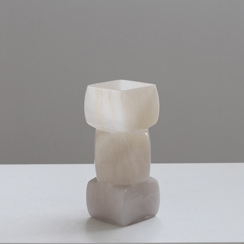 Modern Stacked Cube Design Glass Vase – view 3