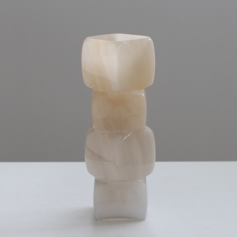 Modern Stacked Cube Design Glass Vase – view 4