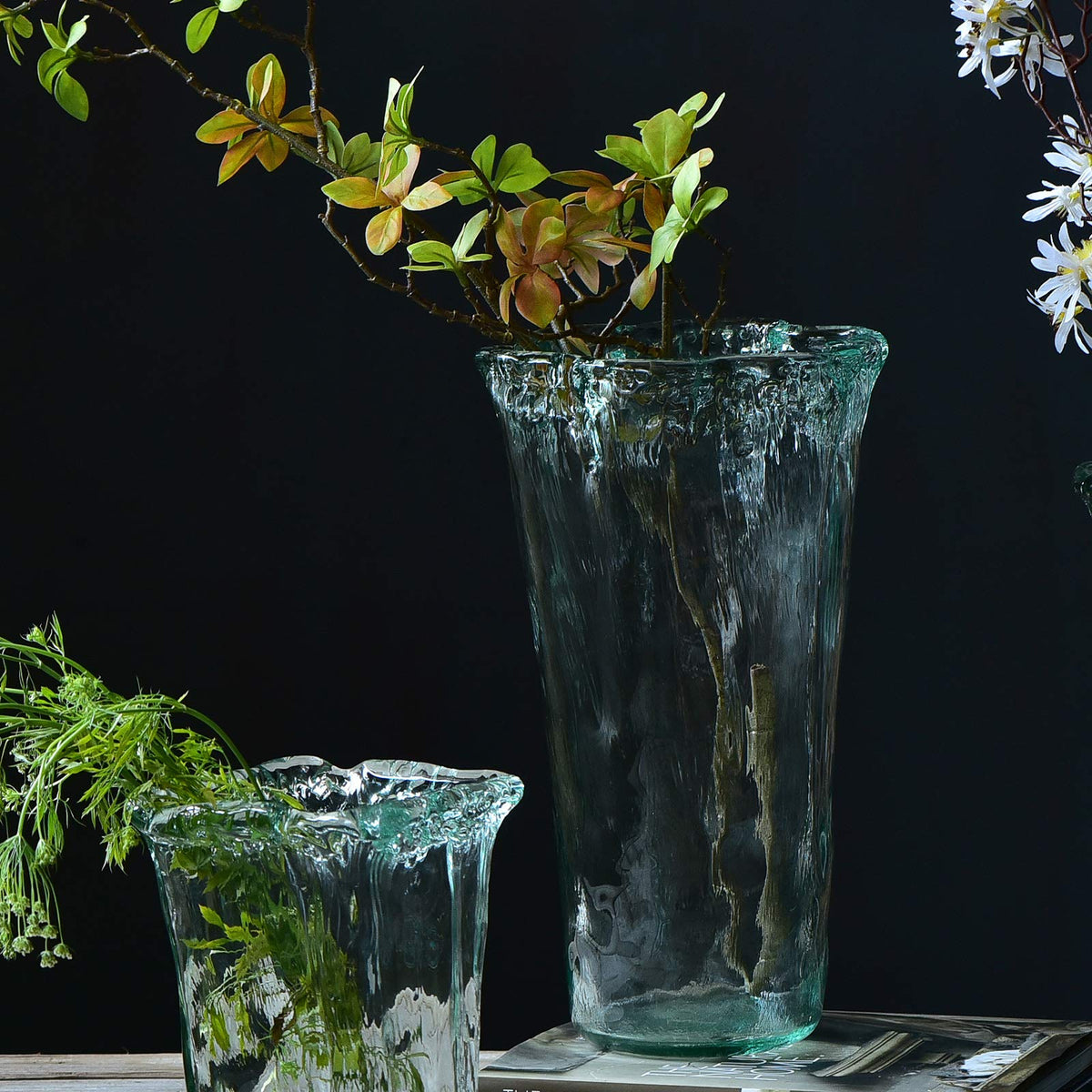 Transparent Green Handblown Glass Flower Vase Centrepiece – view 2