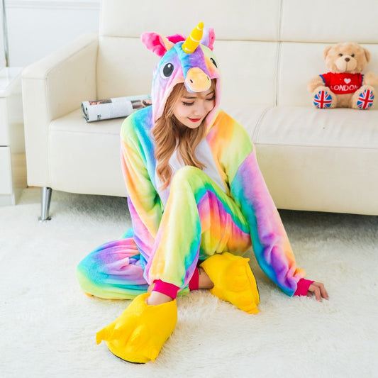 Rainbow Fluro Unicorn Kigurumi Onesie Pyjamas