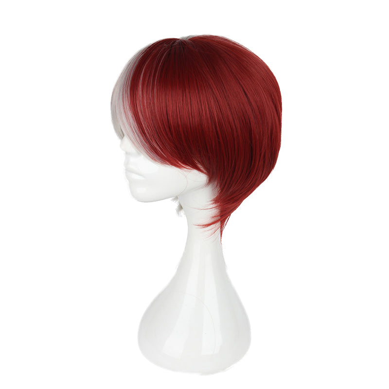 Half Red Half White Anime Hero Wig