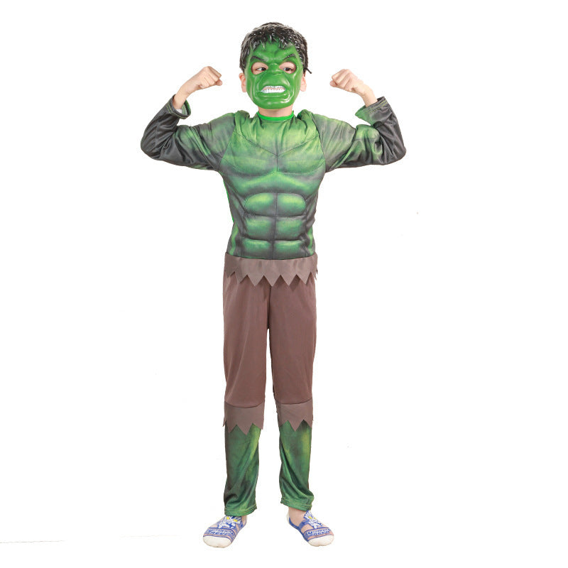 Kids Green Muscle Superhero Costume
