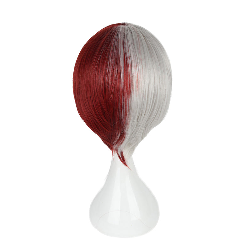 Half Red Half White Anime Hero Wig