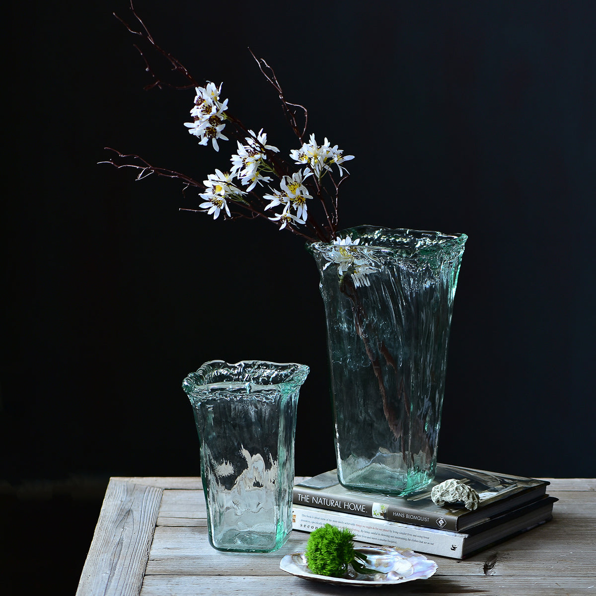 Transparent Green Handblown Glass Flower Vase Centrepiece – view 4