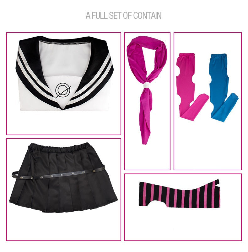 Punk Rock Schoolgirl Cosplay Costume Set