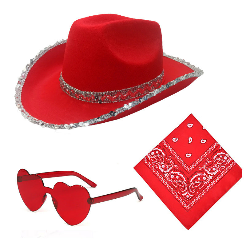 3 Piece Cowgirl Hat, Bandana & Glasses Set – view 5