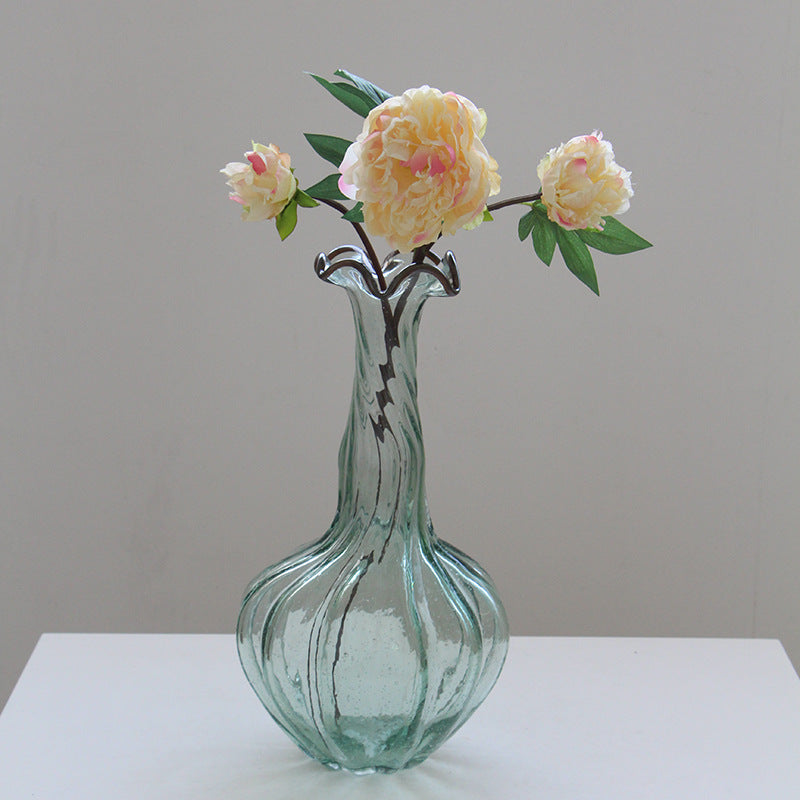 Nordic Style Handblown Transparent Wavy Decorative Glass Vase – view 5