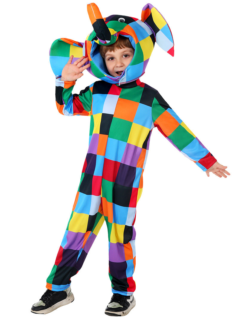 Kids Colourful Patchwork Elephant Costume