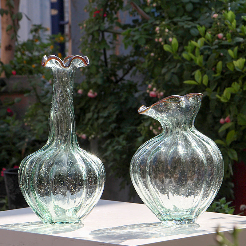 Nordic Style Handblown Transparent Wavy Decorative Glass Vase – view 2