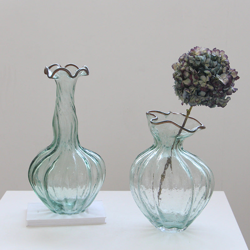 Nordic Style Handblown Transparent Wavy Decorative Glass Vase – view 3