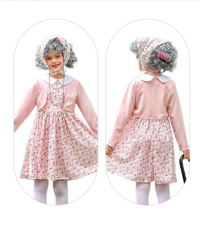 Girls Pink Old Lady Granny Costume – view 6