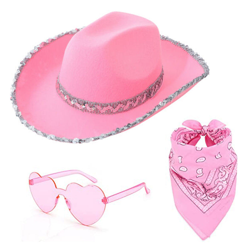 3 Piece Cowgirl Hat, Bandana & Glasses Set – view 3