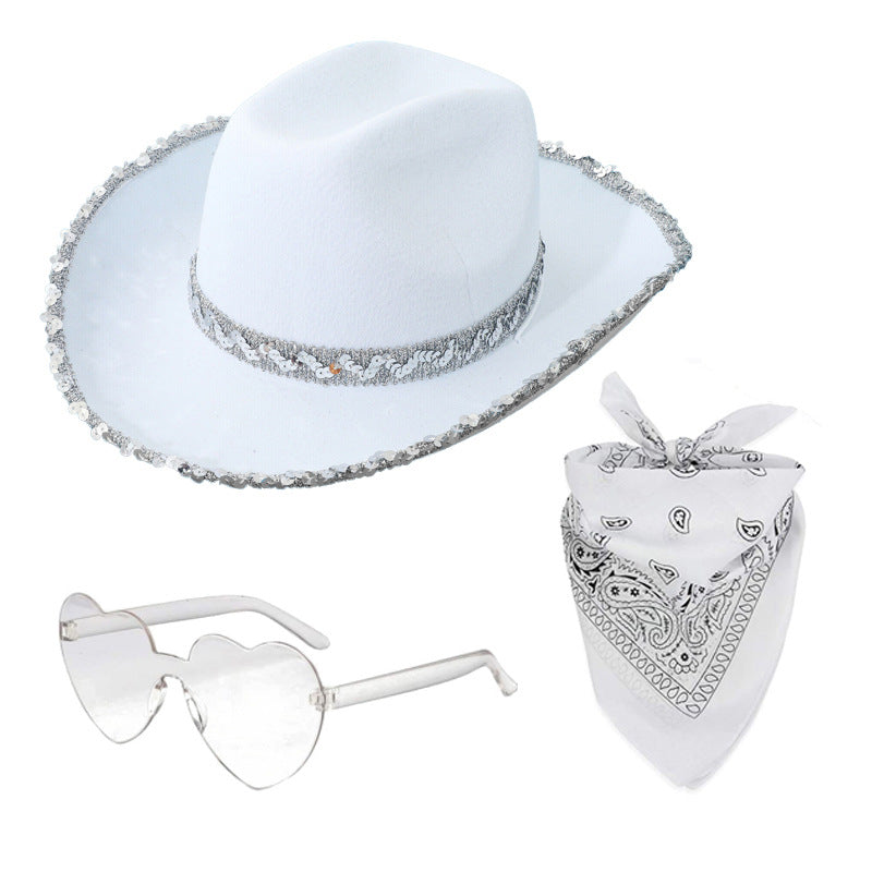 3 Piece Cowgirl Hat, Bandana & Glasses Set – view 2