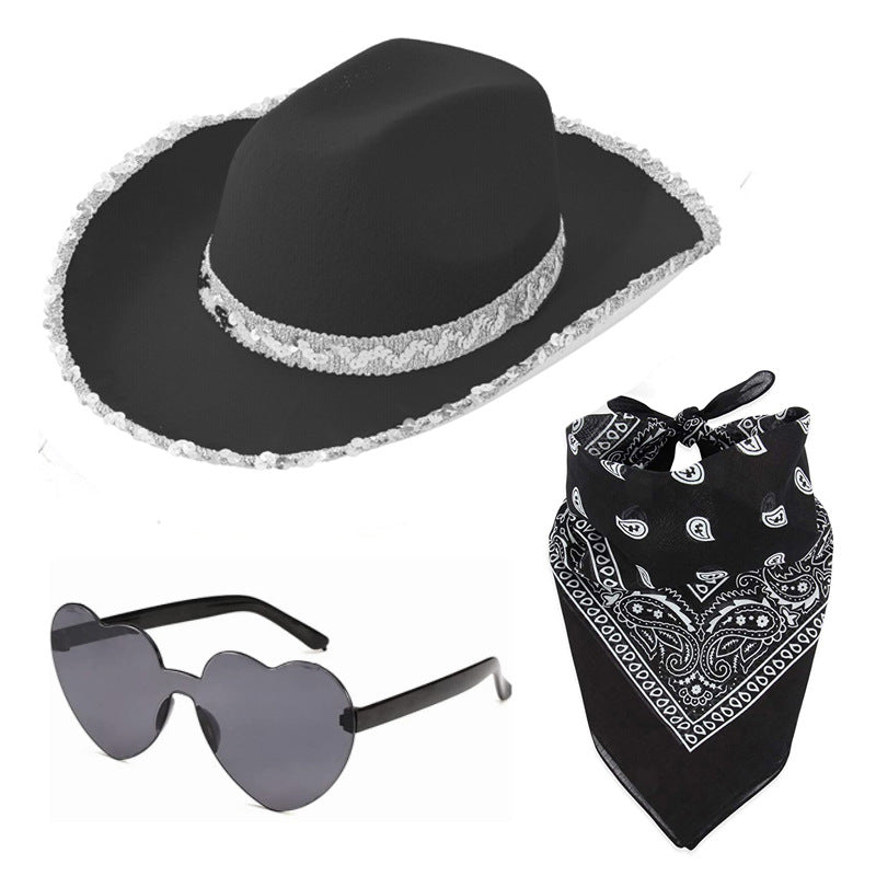 3 Piece Cowgirl Hat, Bandana & Glasses Set – view 4
