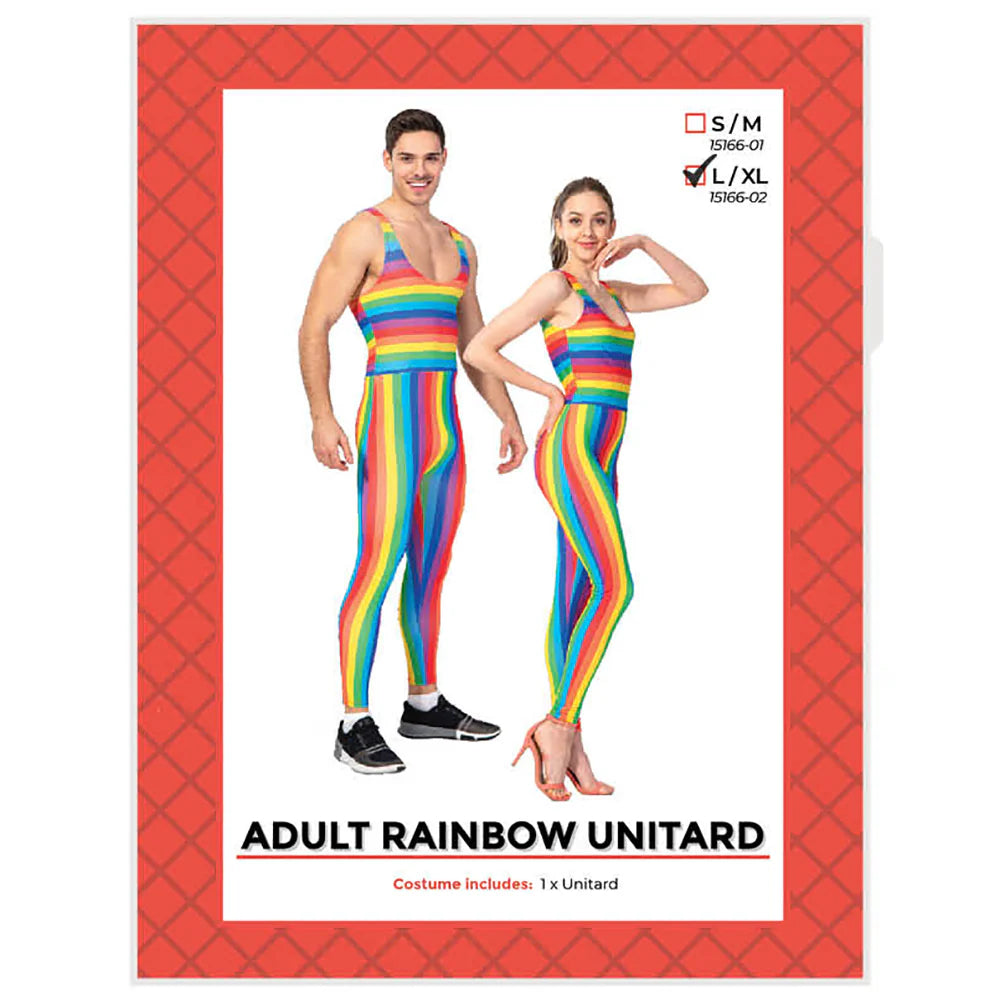 Adult Rainbow Stripe Unitard Mardi Gras