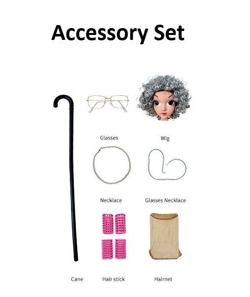 Girls Pink Old Lady Granny Costume – view 3