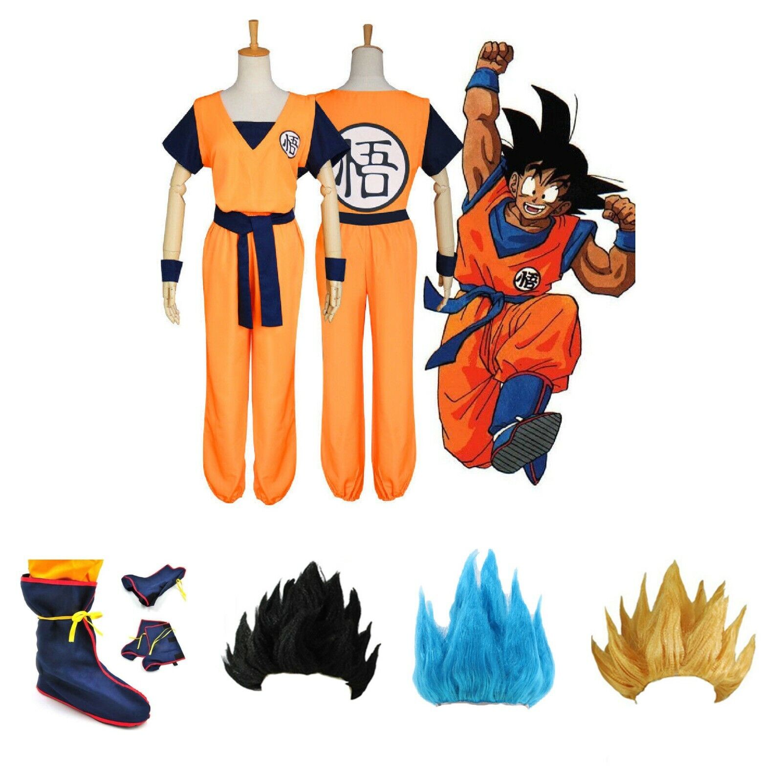 Adult Orange Anime Fighter Costume