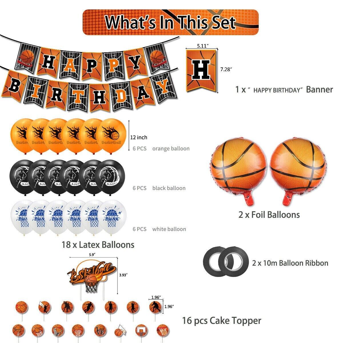 Basketball Birthday Party Decorations Set