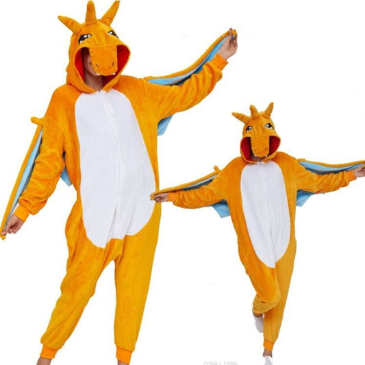 Adult Orange Fire Dragon Kigurumi Onesie Pyjamas