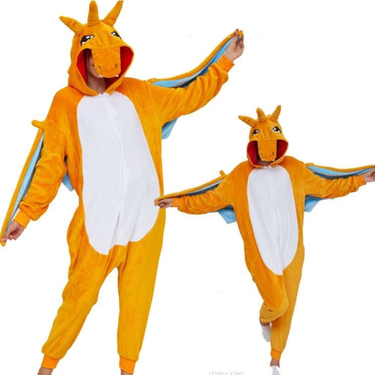 Adult Orange Fire Dragon Kigurumi Onesie Pyjamas
