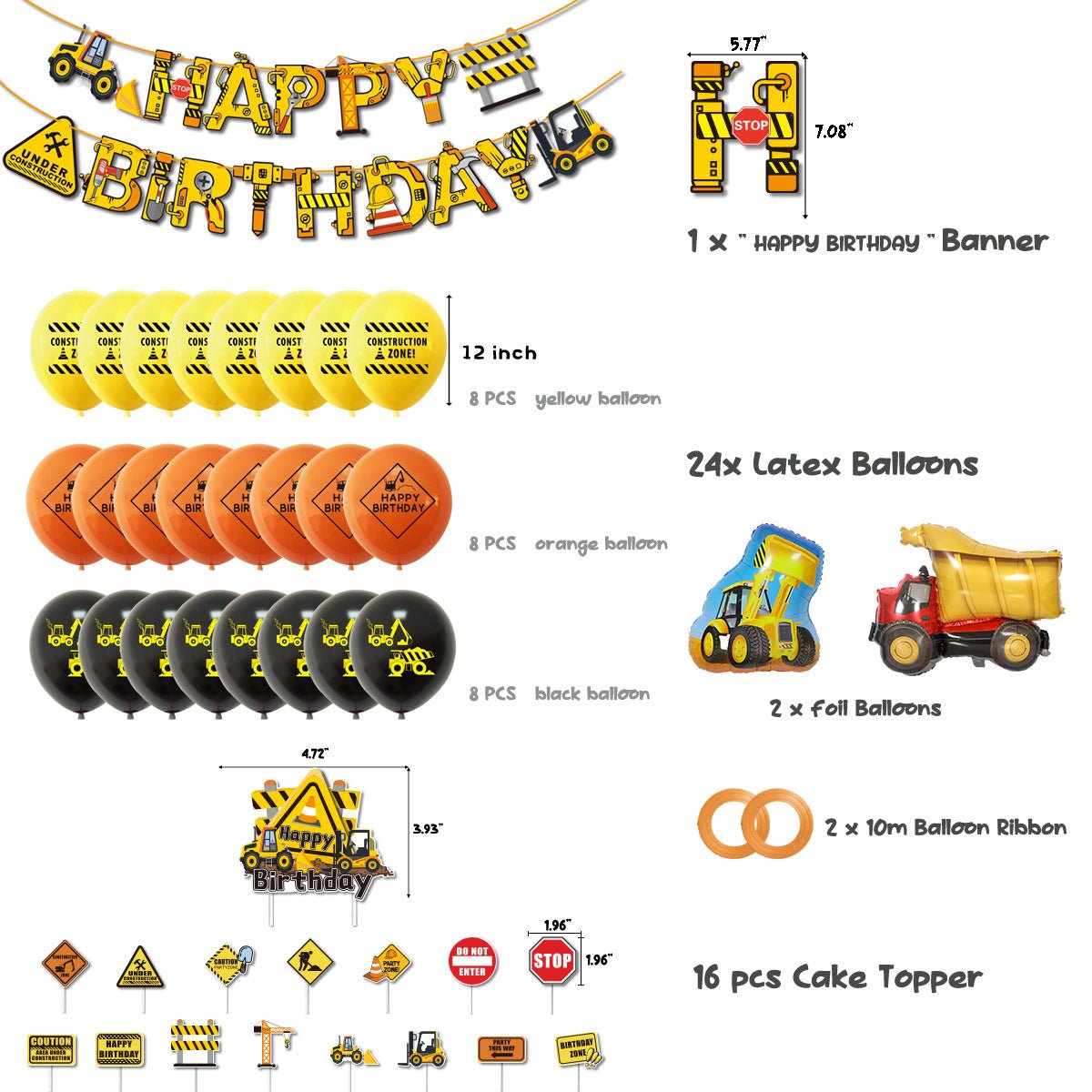 Construction Birthday Party Decorations Set