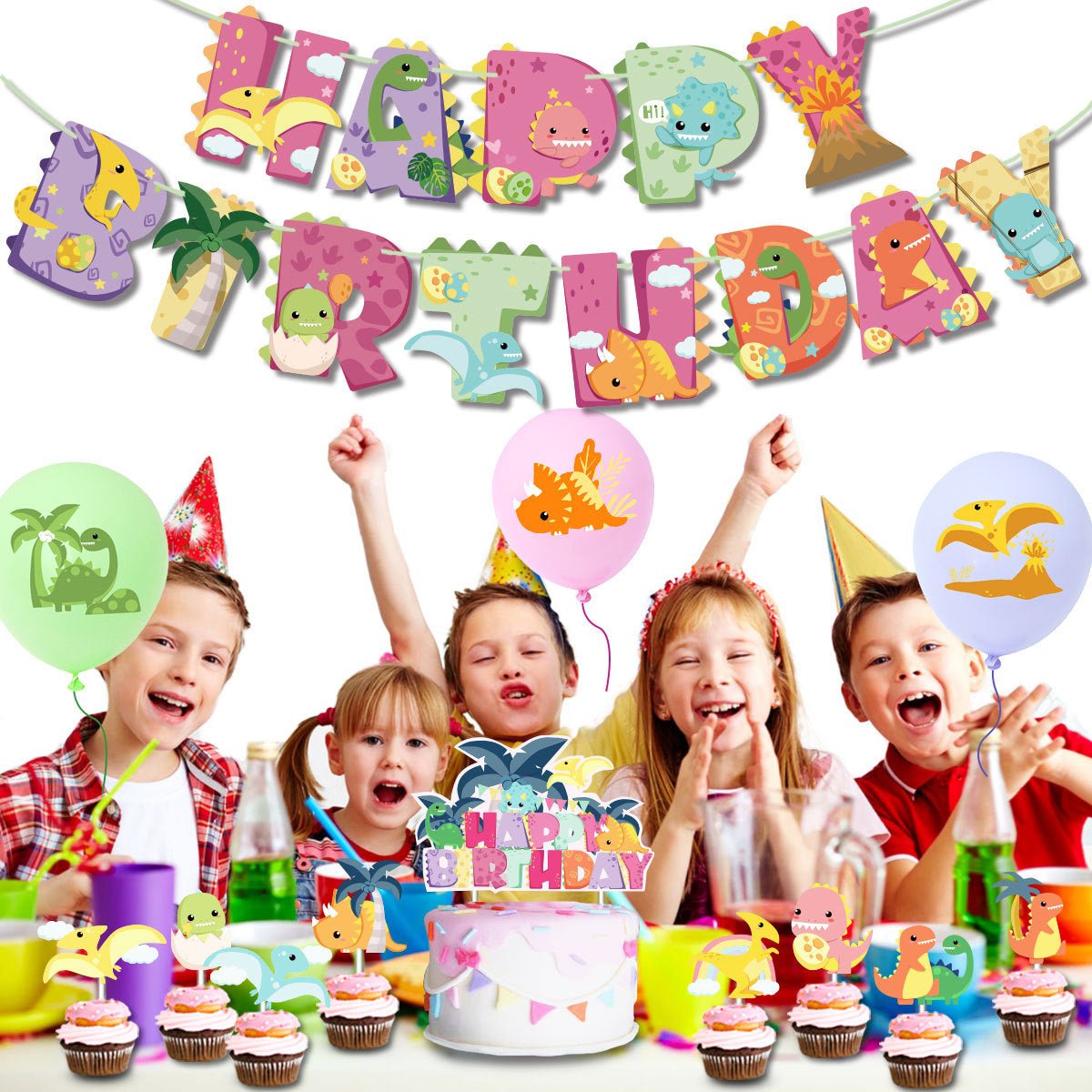 Cute Dinosaur Birthday Party Decorations Set – view 3