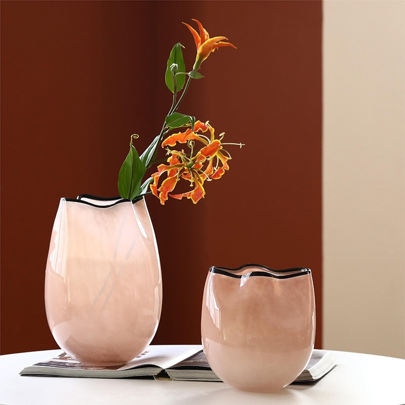 Ripple Glass Vase Pink
