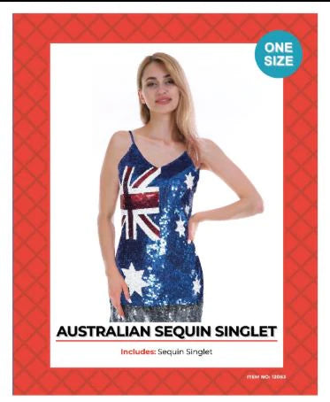 Adult Australia Day Sequin Singlet