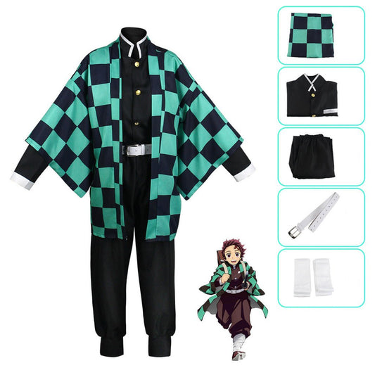 Green Checkered Warrior Anime Costume