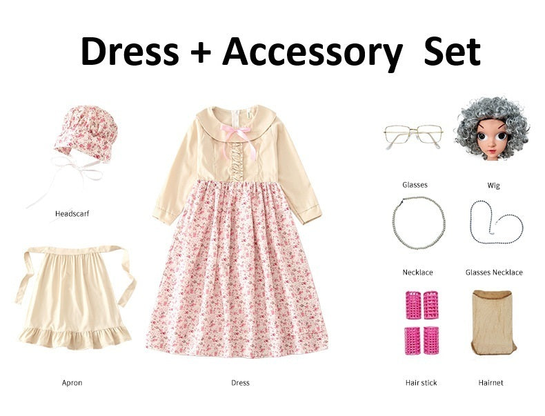 Girls Beige Old Lady Granny Costume – view 3